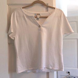 Talbots white short sleeve lightweight sweater-size L